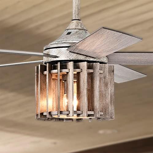Armazém da Tiffany Olivia 52 polegadas de madeira angustiada ventilador de teto com luz