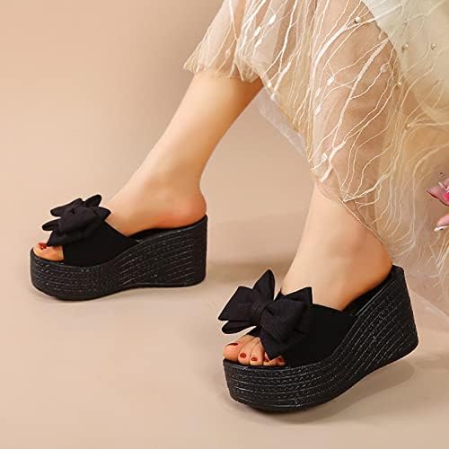 Plataforma da boca de peixe -arco chinelos de moda de pano de pano de pano casual casual sandálias abertas para mulheres sandálias