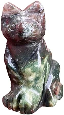 Neyisaa 2 polegadas escultura na estação de estátua de gato, estatueta de gato, cristal cura de escultura de bolso reiki decoração