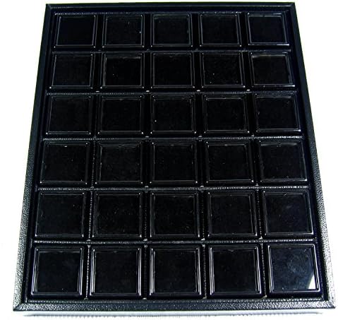 Golbox A 30 PCs de preto de vidro de vidro de vidro pedras de pedras de gemada tamanho 3x3 cm com bandeja de suporte