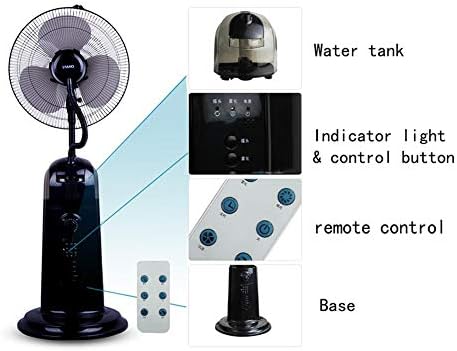 Ventilador de resfriamento de umidificação da névoa, ventilador de spray de pedestal oscilante com 3 velocidades, enevoando o ventilador em pé com tempo, ideal para pátios, escritório, loja, fábrica