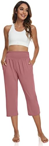 Calça de cintura alta feminina da UEU Capri Casual Palnta de ioga solta Capris Capris Sortting com bolsos