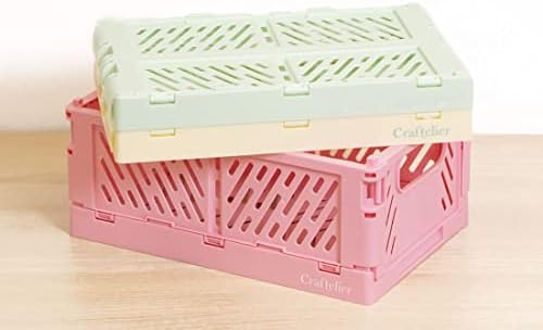 Craftelier - Caixa dobrável para materiais de organização e armazenamento | Design empilhável | Tamanho: Pequeno | Green Mint - Dimensões da caixa aberta: 15 x 9,5 x 5,7 cm