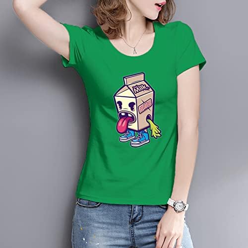 Camisetas gráficas de catoon feminino de verão casual camisa de manga curta solta camisetas de algodão Crew pescoço tamas de camisetas