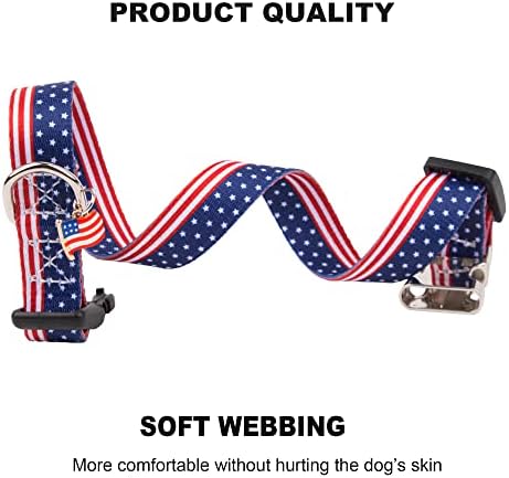 ADOGGYGO American Flag Dog Collar, Blue Red Color Star Stripe Padrão, colares patrióticos de 4 de julho para cães pequenos