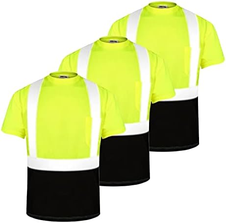 Camisa de segurança de manga curta de alta visibilidade da simgoal, camiseta de refletividade de 360 ​​° respirável