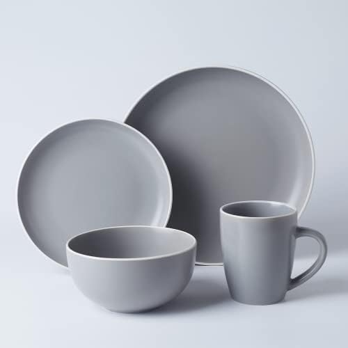 Conjunto de utensílios de Famiware, conjunto de pratos de 16 peças, pratos e tigelas definidas para 4, preto fosco…