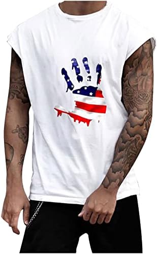 Kbndieu Men's American Flag Tank Tops Tops de ginástica Muscle Tshirts redondos camisetas de cor sólida para homens Slim