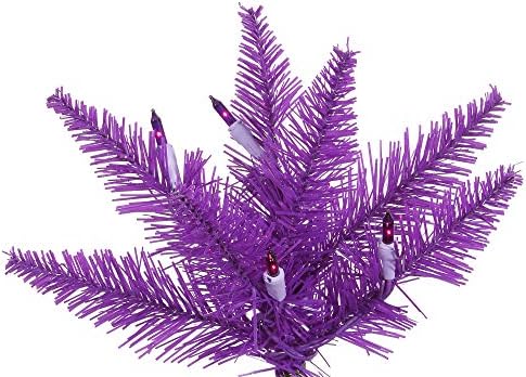 VICKERMAN 6.5 'Purple Fir Slim Artificial Christmas Tree, Luzes incandescentes de Dura Purple Dura