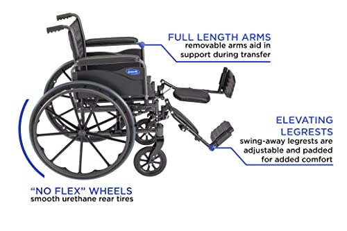 Invacare Tracer EX2 Cadeira de rodas para adultos dobragem padrão de 16 polegadas Legrests e braços cheios
