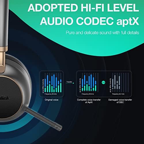 Yealink BH76 atualizou o fone de ouvido sem fio Bluetooth com equipes de microfone e fone de ouvido certificado com zoom com fones de ouvido de microfone com ruído hi-fi e braço de microfone retrátil com braço de microfone
