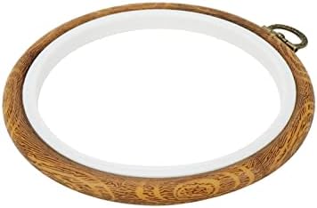 Conjunto de aros de bordado de 4 PCs, imitados arco de bordado de madeira de madeira imitada anel de arco cruzado círculo para costura artesanal e penduramento, 5,5 polegadas de diâmetro interno