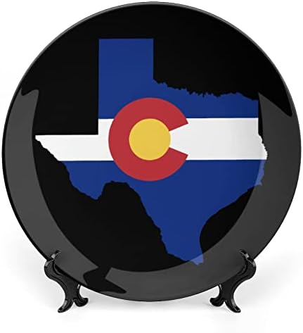Bandeira do Colorado Texas contorno estampado China China Decorativa Placas redondas Artesanato com exibição Stand for Home Office