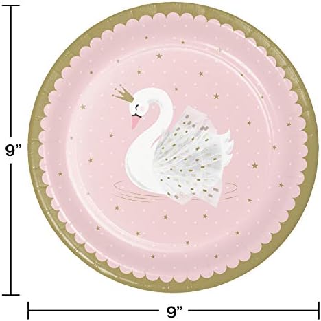 Pratos de papel de cisne elegantes, 8 ct