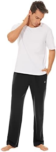 Calça de ioga de algodão masculina de joackown, lounge atlético, lixo em forma de moletom, correndo calças de camisa com bolsos