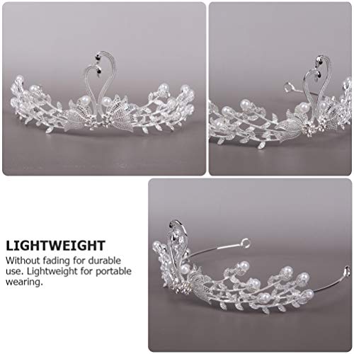 Beauptty Crystal Swan Crown Rhinestone Tiara com Pearls Jóias de noiva para a festa de casamento