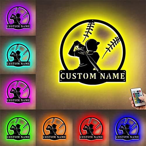 Decoração de placas de parede de beisebol personalizada LED LED RGB LUZES 3D LUZES NOTIVAS DO MENINO DO MENINO Lâmpada de parede Lâmpada de softball Decor Decor para jogador de beisebol