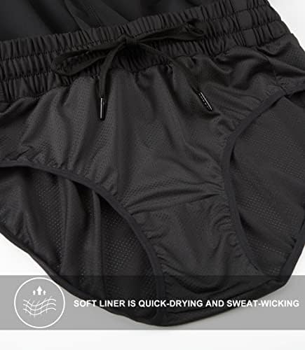 Zuty 5 Shorts atléticos para mulheres com zíper com cintura alta calça de ginástica de exercícios secos rápidos com revestimento