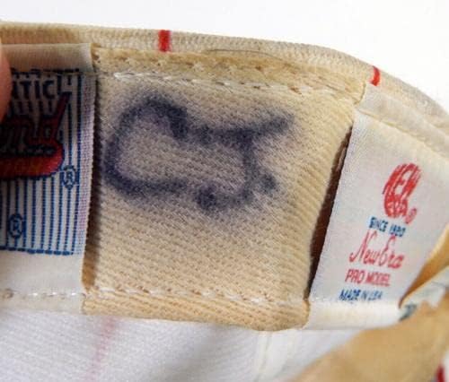 1994-96 Cincinnati Reds Chuck McElroy #31 Game usou White Hat 7 DP22829 - Jogo usado MLB Hats