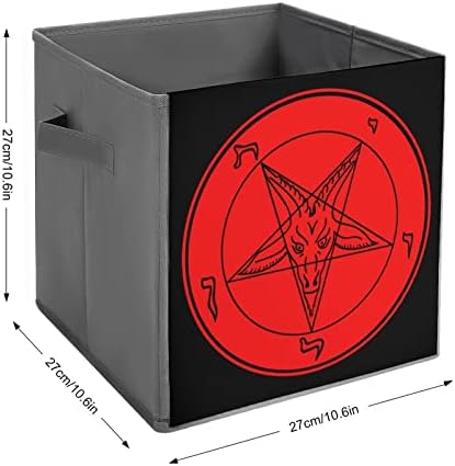 Símbolo de cabra Baphomet Satânico Caixa dobrável de Bin Cubos de Armazenamento de Fabure Cubos com alças