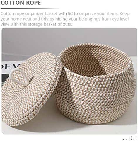 Cesta de corda de algodão Zerodeko com tampa, corda de algodão com tampa de cesta decorativa de armazenamento de armazenamento da caixa