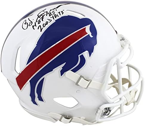Bills O.J. Simpson 2x insc assinado velocidade de tamanho real Proline capacete JSA Testemunha - Capacetes NFL autografados