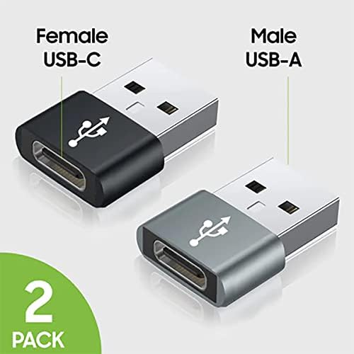 Usb-C fêmea para USB Adaptador rápido compatível com seu Samsung Galaxy M30 para Charger, Sync, dispositivos OTG como teclado,