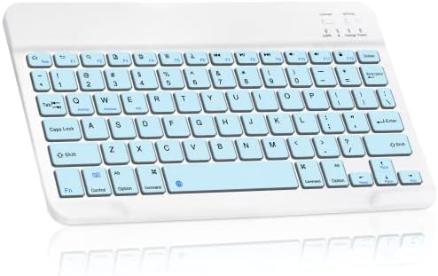 O teclado recarregável Bluetooth ultra -S -Bluetooth para samsung qn43q60aafxza e todos os iPads, iPhones, iPhones, tablets Android, smartphones, smartphones, PC com Windows - Teal