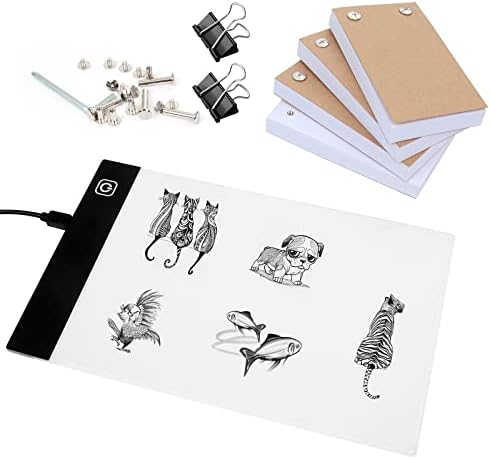 Flip Book Kit com Pad Pad - A5 LED LIGHT PABILHA/Caixa e 320 folhas FlipBook para desenho | Rastreamento | Desenho, flip