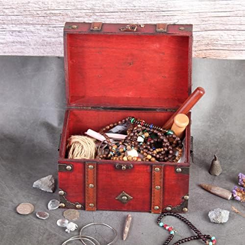 Caixa de bruxa de baú de madeira e couro e madeira caixa de bruxa vintage caixa de armazenamento decorativo com caixas