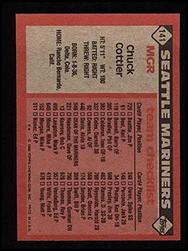 1986 Topps 141 Mariners Team Checklist Chuck Cottier Seattle Mariners NM/MT Mariners