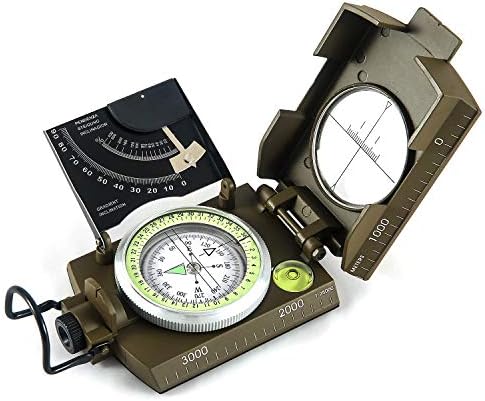EyeSkey Multifuncional Militar Sighting Navigation Compass com inclinômetro | Bússola resistente à água e resistente ao impacto para caminhadas, acampamento
