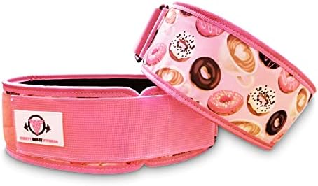 Cinturão de levantamento de peso rosa para mulheres com envoltórios de pulso para mulheres | Cinturão de levantamento de 4 polegadas