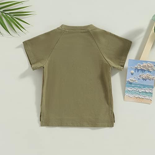 Unissex menino menino girl crepol de camiseta de algodão de manga curta camisa de cor sólida camiseta de camiseta de