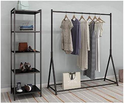 Rail de exibição de carbota pendurado de moda simples, trilho de vestuário de piso de ferro forjado, espaço de armazenamento