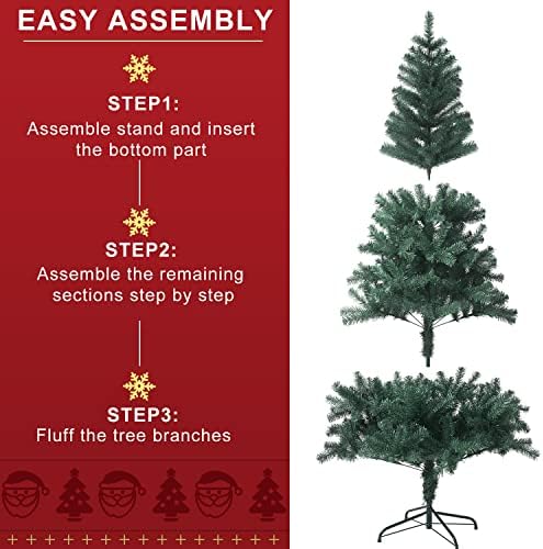Árvore de Natal Artificial de 6 pés CCINE, 700 Dicas de galhos verdes Spruce com barracas de metal, montagem fácil, para a decoração