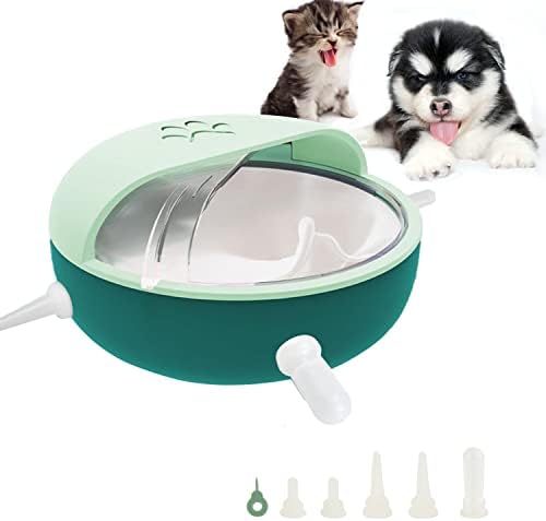 4 Mamilos Puppy Enferming Station - 180ml Pacifiers de silicone de 180 ml tigela de alimentação de leite para leite para recém -nascido/filhotes/gatinhos/gatos/cachorro/coelhos （verde