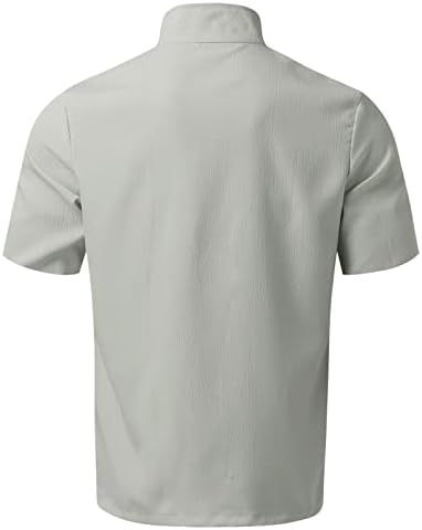 2023 Novos homens mola e botão de outono calco de pescoço sólido blusa de cor curta de manga curta camisa de baixo para baixo