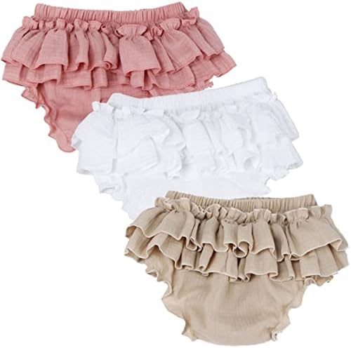 Jeleuon 3 pacote de meninas meninas de linho de algodão Blend Bloomer shorts