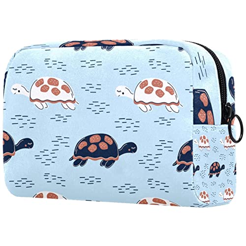 Padrão de bolsa cosmética da bolsa de maquiagem com tartarugas marinhas Bolsa organizadora de bolsas de higiene saco com zíper e alça