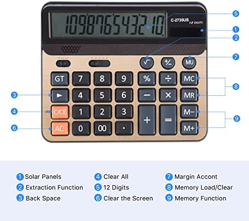 Calculadoras, calculadora de bateria solar Calculadora de negócios de desktop de grande funcionamento com potência dupla