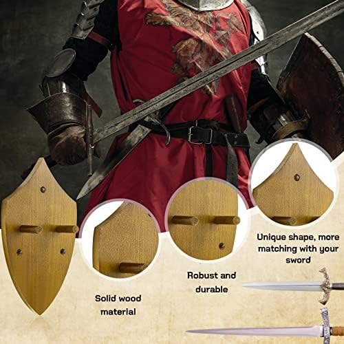 2 conjuntos de espadas Montar a parede Montar a espada de madeira Placa de madeira Wood Sword Wall Placa com hardware de
