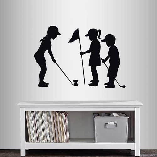 Wall Vinyl Decal Decor Decoração de Arte Adesol fofo Little Girl Garoto Planejando esportes de golfe Golfe GolfE Golf Bermery