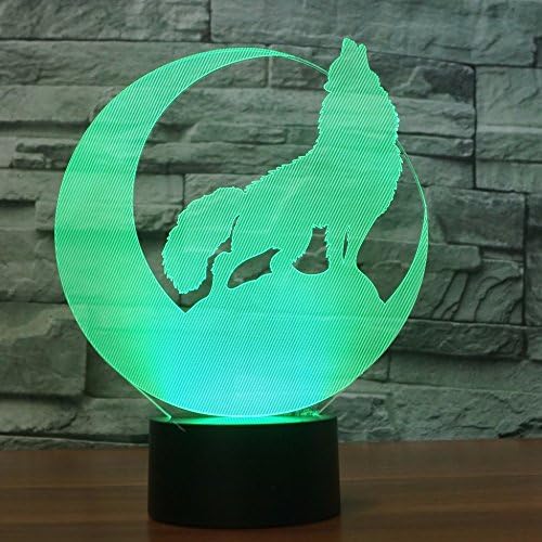 Molly Hieson 3D Wolf Night Light Animal Table Lamp Decor Decha de mesa Lâmpadas de ilusão óptica 7 Luzes de cor de cor