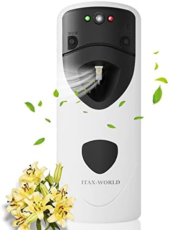 ITAX World Automático Spray Spray Dispensador Distribuidor de fragrâncias programável Caixa para recargas de pulverização | Suporte para dispensador de aerossol de montagem na parede para o local de spray para o banheiro de escritório em casa local comercial