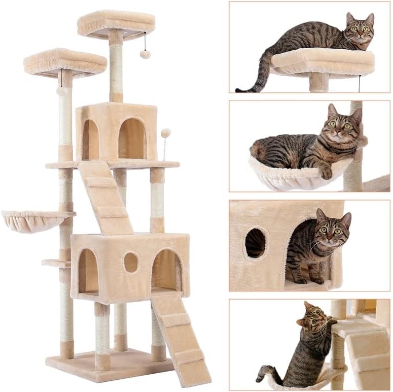 Árvore de gatos de vários níveis dnats para gatos com poleiros acolhedores de gatos estáveis ​​quadros de gato brinquedos de tábua de gato