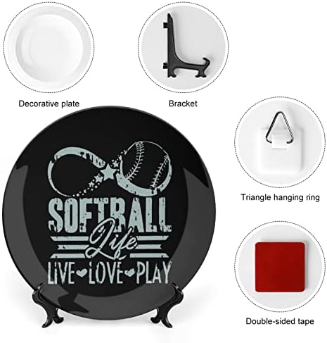 Life de softball Placa decorativa de amor de softball com stand Plate Custom China Home para a cozinha da sala de