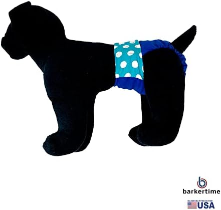 Polca turquesa de Barkertime em Blue Premium Wateropers Imperperperate Dog Frelaper, M, sem orifício de cauda - Feito nos EUA