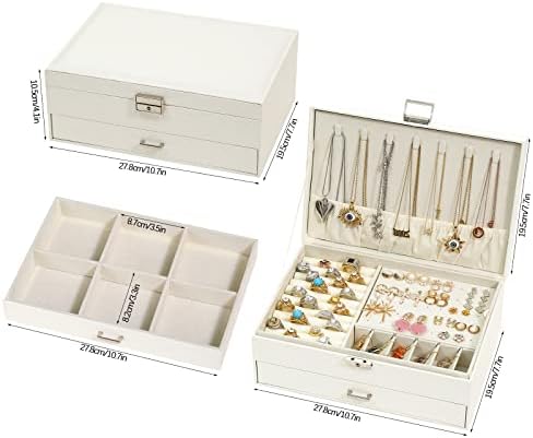 Caixa de organizador de jóias MXJOJO Para mulheres, grandes caixas de jóias de viagem