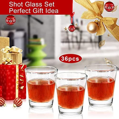 Conjunto de vidro de shot suprobarware de 36 copos de vidro de base pesada 2 onças de vidro redondo de vidro redondo conjunto para café expresso, uísque, licores e tequila
